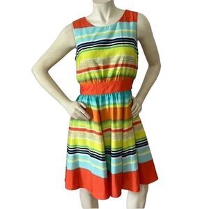 J. Taylor Sleeveless Striped Dress Knee Length Fit and Flare Women's Size 4